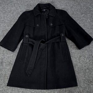 Vintage Gap Women's Three Quarter Sleeve Belted Short Trench Peacoat Sz Medium